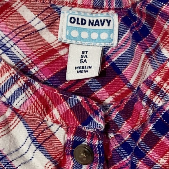 Old Navy Top Long Sleeve Pintuck Pink Plaid 5T - Picture 3 of 9